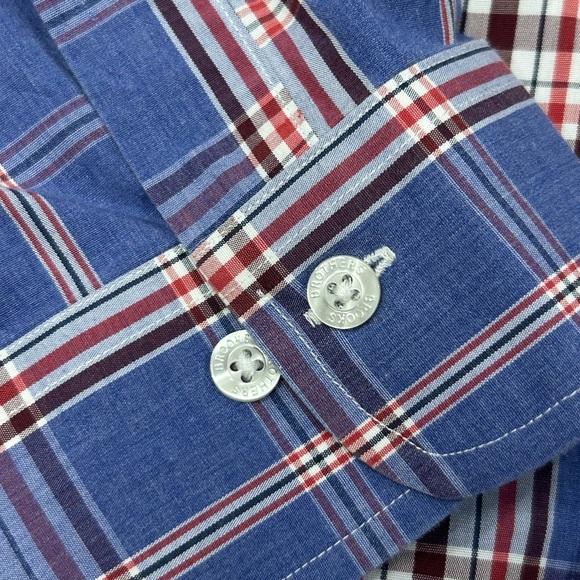 Brooks Brothers Madison Supima Cotton Plaid Men's Shirt XXL Blue Red Long Sleeve - Picture 7 of 7